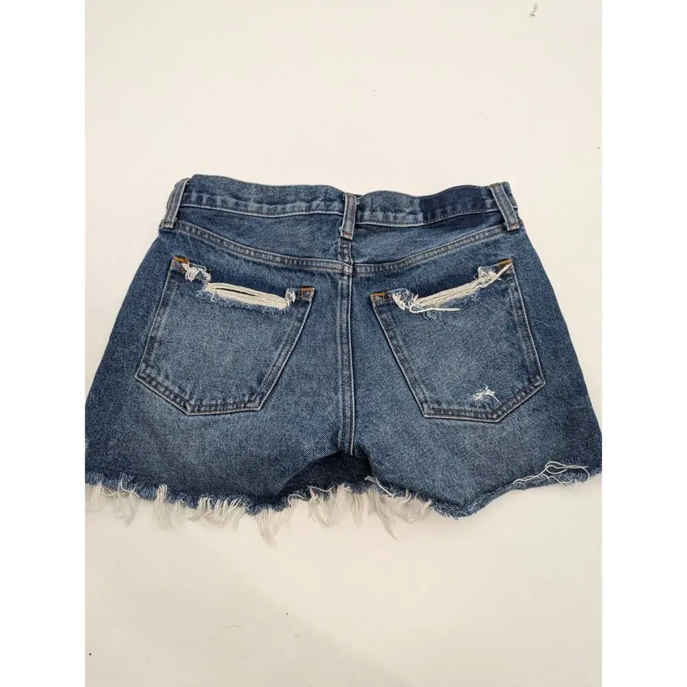 Abercrombie Fitch SZ 26 2 Mid Rise Boyfriend Denim Distressed Jean Shorts - Picture 4 of 7
